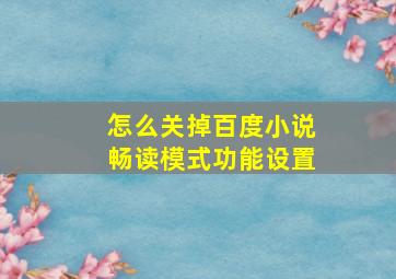 怎么关掉百度小说畅读模式功能设置