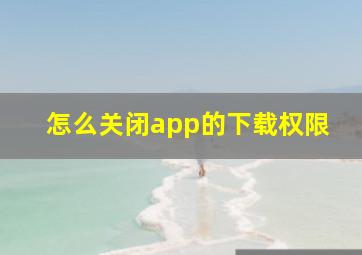 怎么关闭app的下载权限