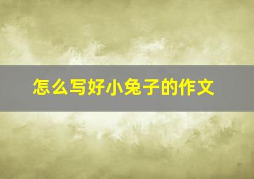 怎么写好小兔子的作文