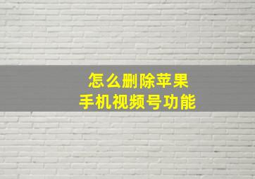 怎么删除苹果手机视频号功能