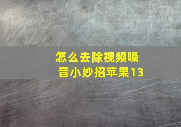 怎么去除视频噪音小妙招苹果13