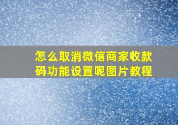 怎么取消微信商家收款码功能设置呢图片教程