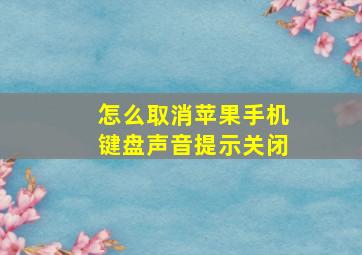 怎么取消苹果手机键盘声音提示关闭