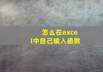 怎么在excel中自己输入函数