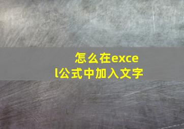 怎么在excel公式中加入文字