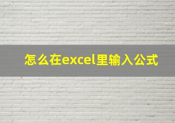 怎么在excel里输入公式