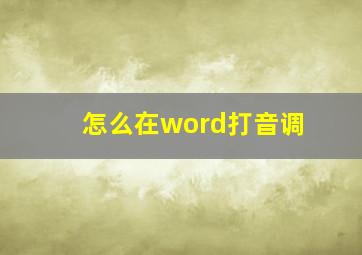 怎么在word打音调