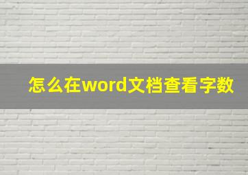 怎么在word文档查看字数