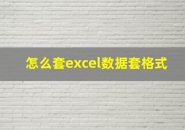 怎么套excel数据套格式