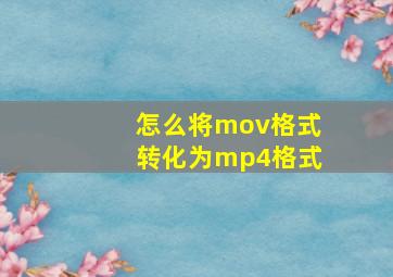 怎么将mov格式转化为mp4格式