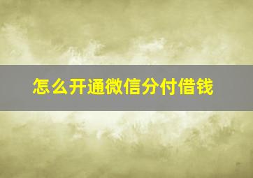 怎么开通微信分付借钱