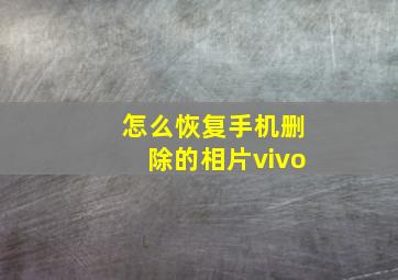 怎么恢复手机删除的相片vivo