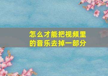 怎么才能把视频里的音乐去掉一部分