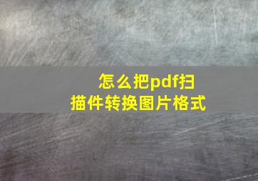 怎么把pdf扫描件转换图片格式