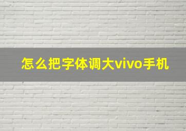 怎么把字体调大vivo手机