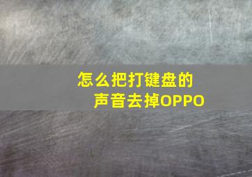 怎么把打键盘的声音去掉OPPO