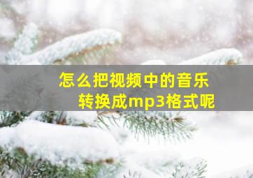 怎么把视频中的音乐转换成mp3格式呢