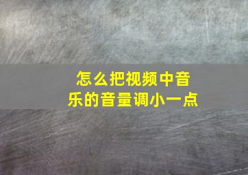 怎么把视频中音乐的音量调小一点