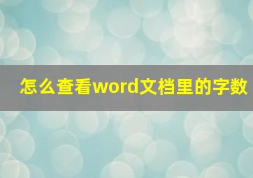 怎么查看word文档里的字数