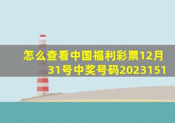 怎么查看中国福利彩票12月31号中奖号码2023151