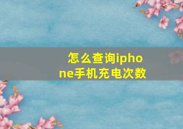 怎么查询iphone手机充电次数