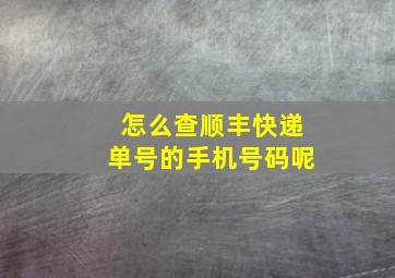 怎么查顺丰快递单号的手机号码呢