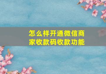 怎么样开通微信商家收款码收款功能