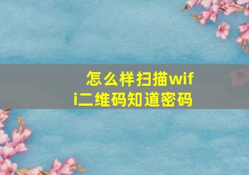 怎么样扫描wifi二维码知道密码