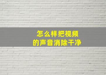 怎么样把视频的声音消除干净