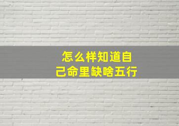 怎么样知道自己命里缺啥五行