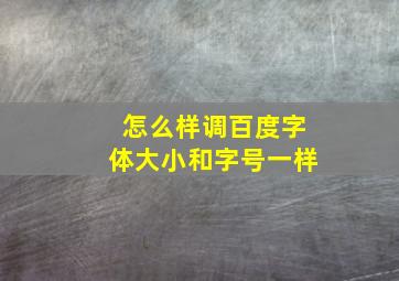 怎么样调百度字体大小和字号一样