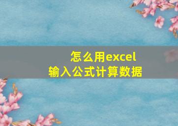 怎么用excel输入公式计算数据