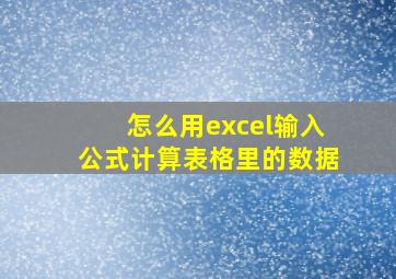 怎么用excel输入公式计算表格里的数据