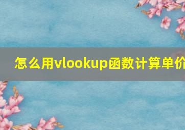 怎么用vlookup函数计算单价