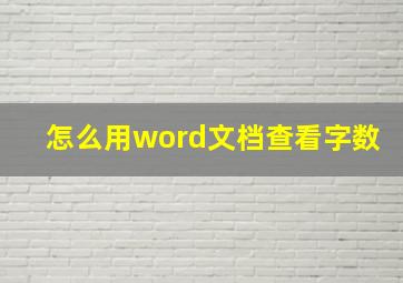 怎么用word文档查看字数