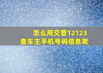 怎么用交管12123查车主手机号码信息呢