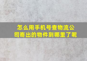 怎么用手机号查物流公司寄出的物件到哪里了呢