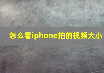 怎么看iphone拍的视频大小