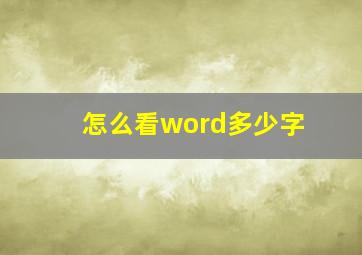 怎么看word多少字