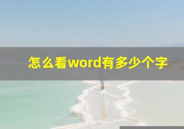 怎么看word有多少个字