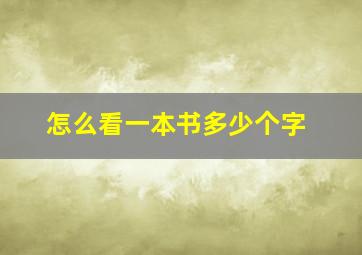 怎么看一本书多少个字