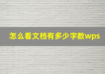 怎么看文档有多少字数wps