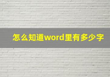 怎么知道word里有多少字