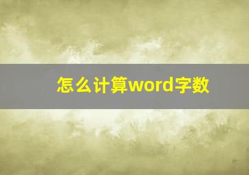 怎么计算word字数