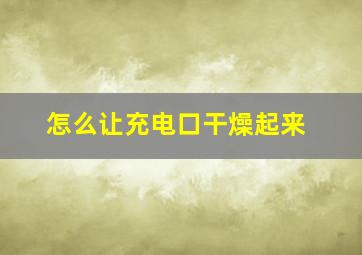 怎么让充电口干燥起来