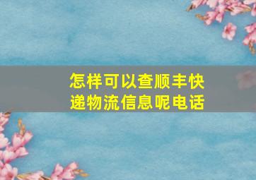 怎样可以查顺丰快递物流信息呢电话