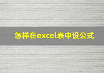 怎样在excel表中设公式