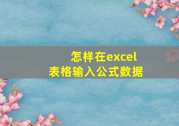 怎样在excel表格输入公式数据