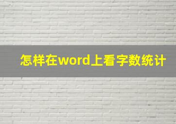 怎样在word上看字数统计