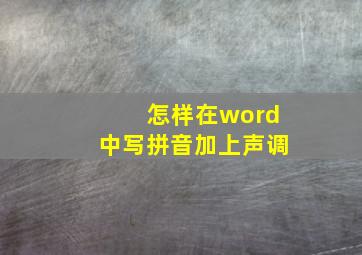 怎样在word中写拼音加上声调